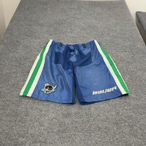 Hartford Whalers Bauer Hockey Shell Mens L Blue Synthetic Striped Sporty